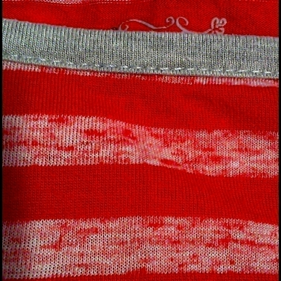 𝅺Style & Co Lg Red And White Striped Long Sleeve Tee - Picture 4 of 4